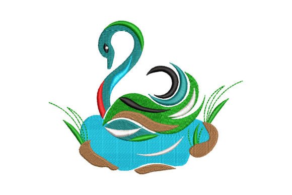 Duck on Water Embroidery Design