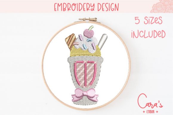 Ice Cream Cup Embroidery Design
