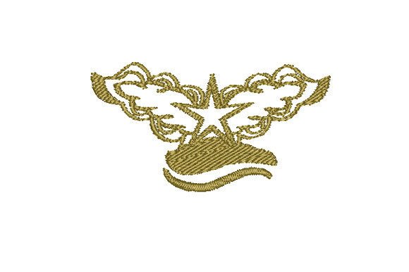 Winged Flying Star Embroidery Design